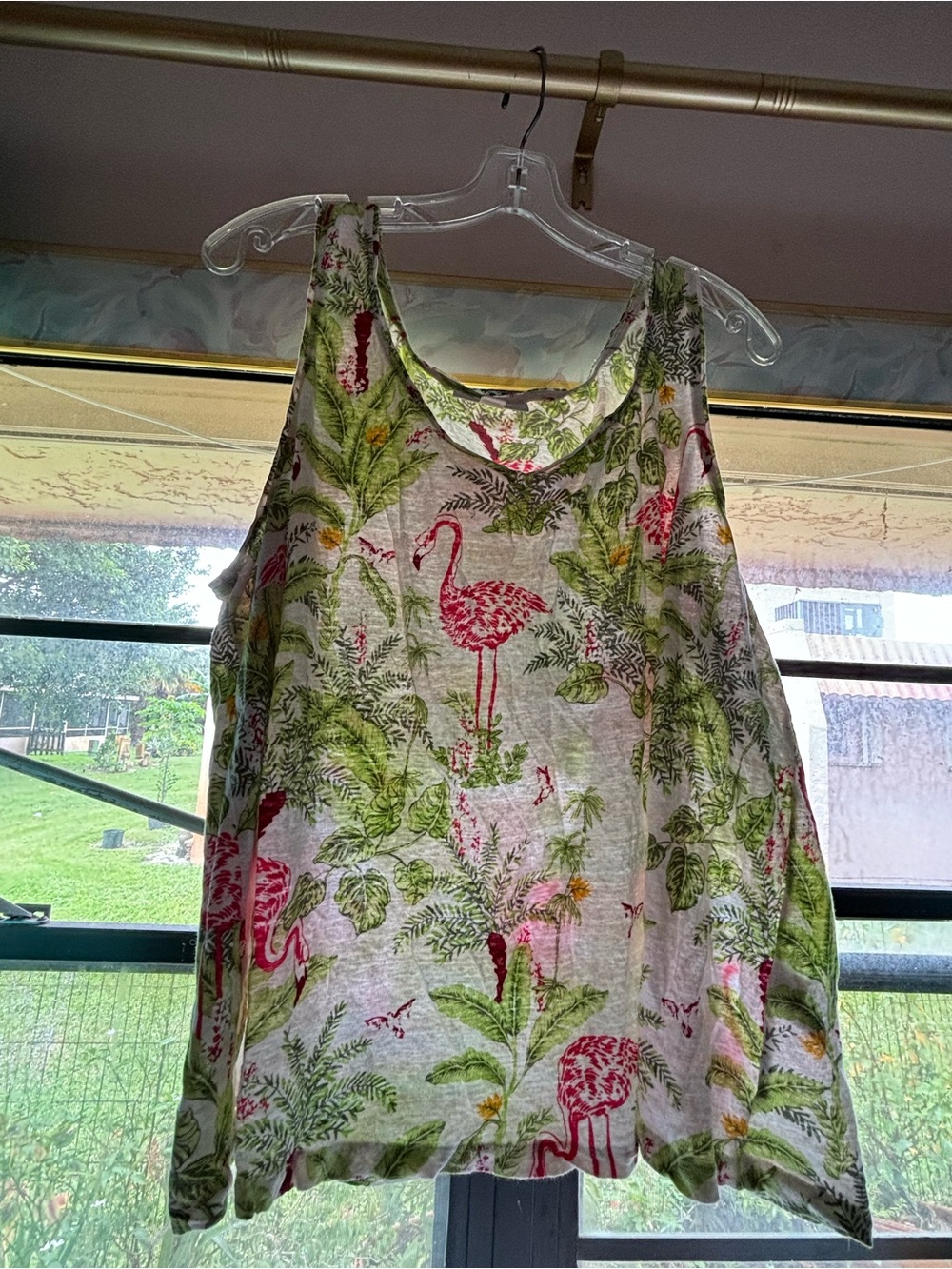 Charter Club Pink Flamingo Tropical Print Tank Top